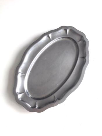 Plateau de service ovale en inox 38 cm