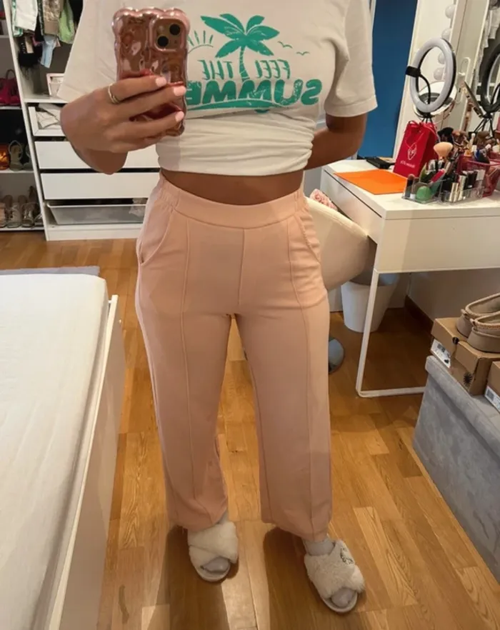 Pantalon droit, rose claire, Bershka, XS - photo numéro 2