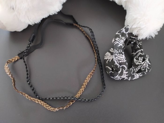Lot 3 head bands noir bronze et chouchou bandana - photo numéro 2
