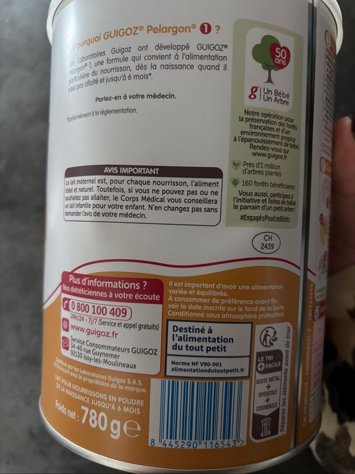 4 boîtes lait Guigoz Pelargon 1 - NEUF - photo numéro 2