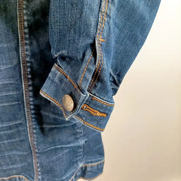 Veste en jean Bonobo col large boutonnée bleu brut avec détails zippés T38 A1469 - photo numéro 10