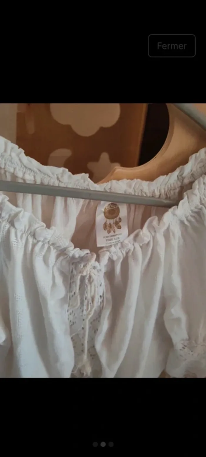 Tunique blanche à épaules dénudées – Style bohème chic – Article neuf - photo numéro 2