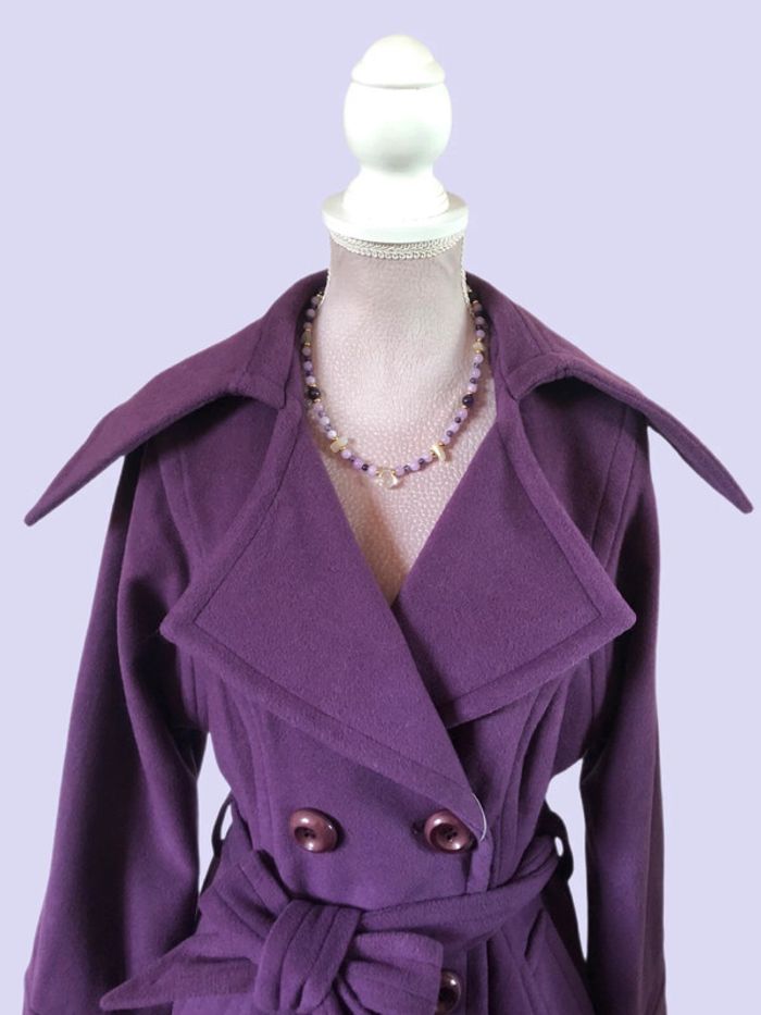 💜Superbe manteau long laine cachemire mauve neuf avec étiquette vintage 00s wool cashmere coat💜 - photo numéro 9