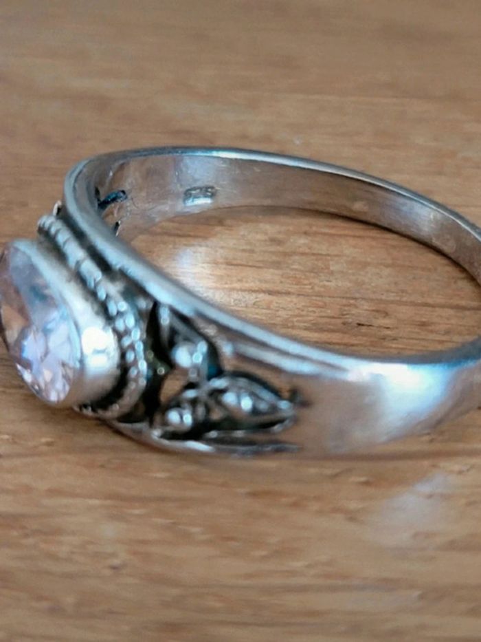 Bague argent 925 et pierre en zirconium rose taille 60 Maty - photo numéro 4