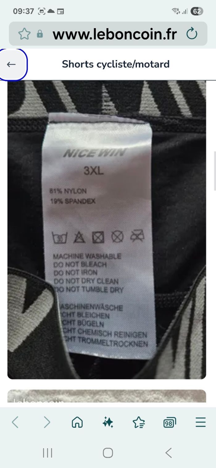 Short cycliste/motard T.3XL - photo numéro 4