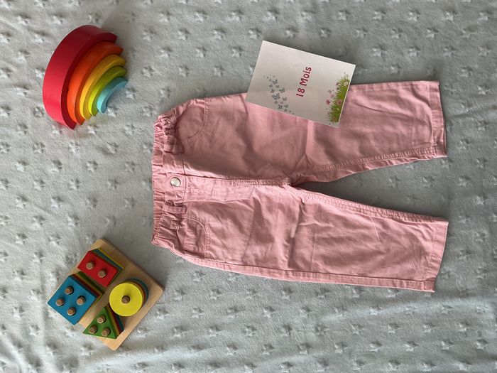 pantalon léger rose taille réglable 18 mois tissaia - photo numéro 2