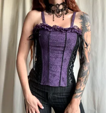 Top type bustier/corset Vampire Goth Whimsigoth vintage 90s - Taille S