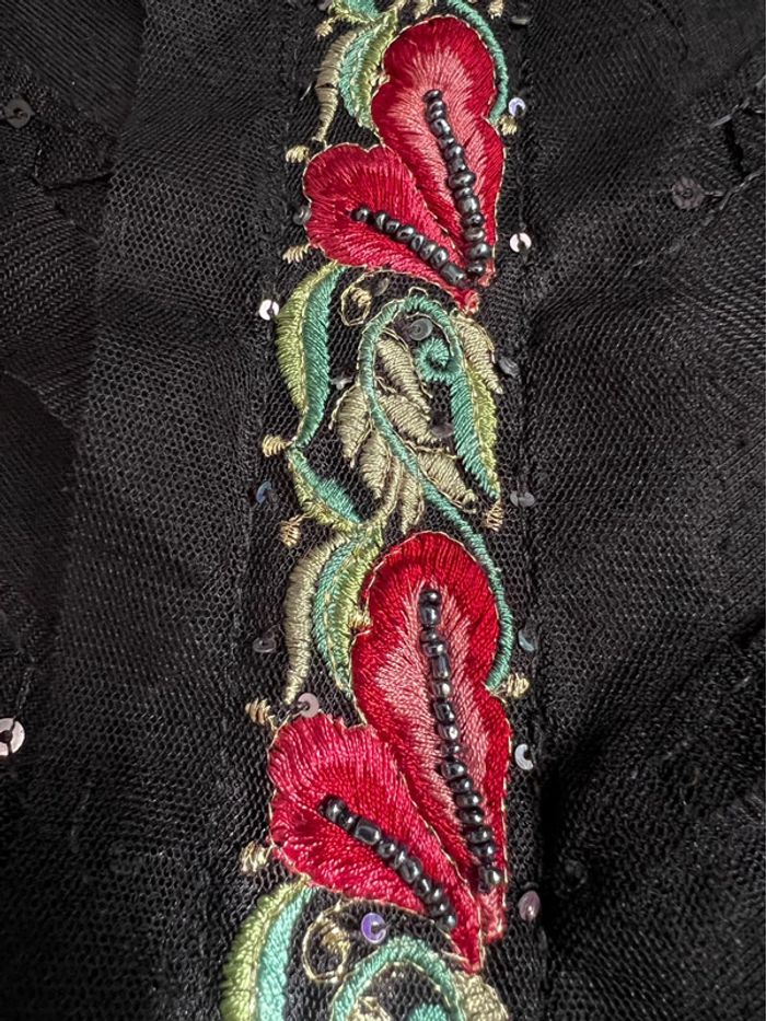 Blouse broderies sequins coutures visibles Goth Whimsigoth vintage made in France 🇫🇷 90s - Taille M - photo numéro 6