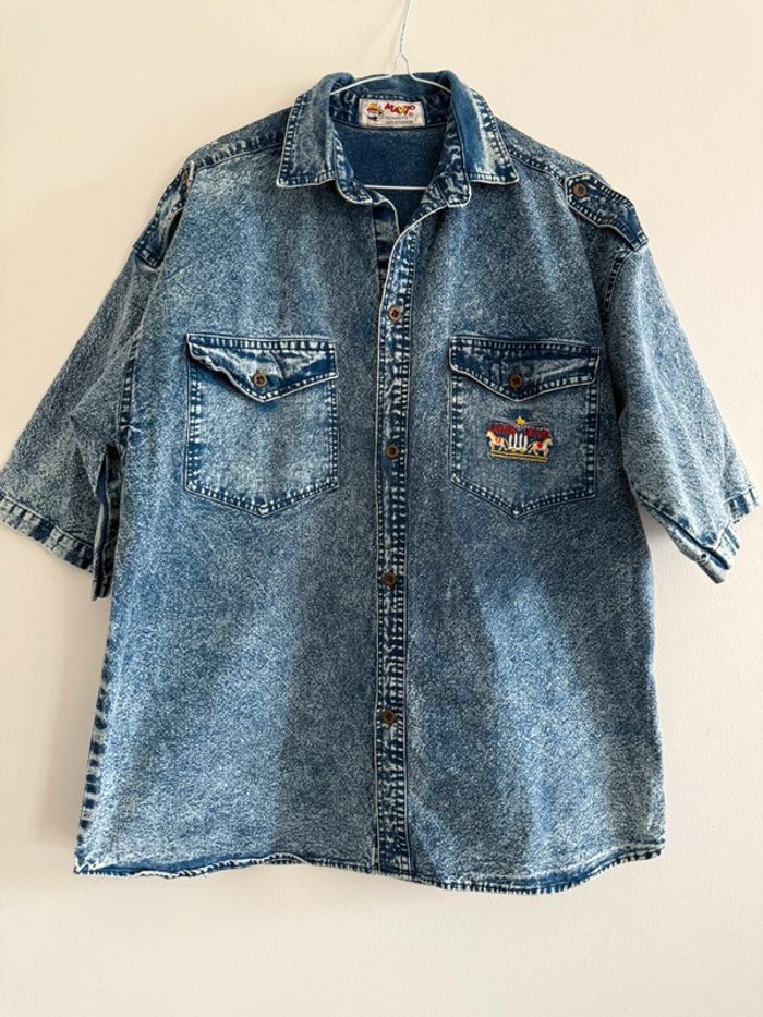 Chemise en jean denim délavé unisexe Maxyo fashion vintage taille M top état - photo numéro 2