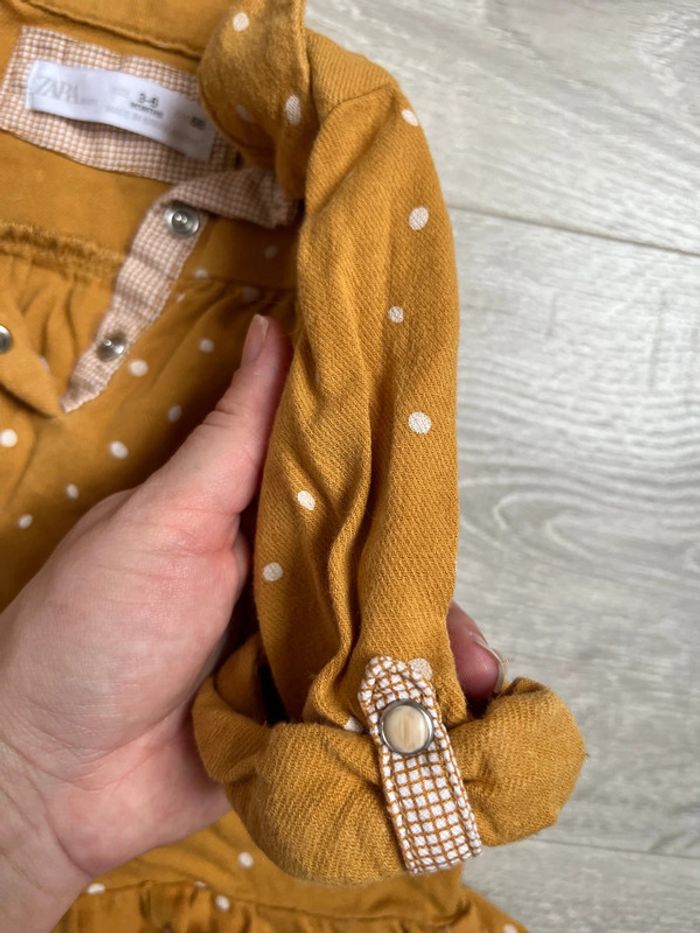 Robe chemise jaune moutarde Zara 3-6 mois - photo numéro 4