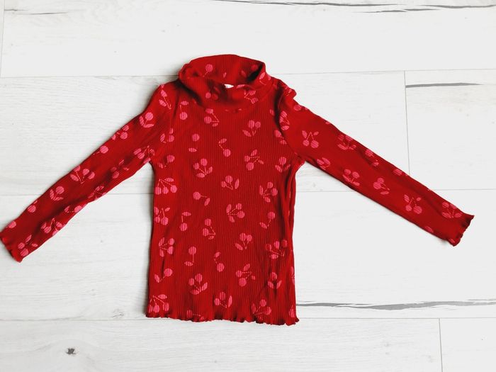 Vêtement fille tee-shirt manches longues cerises Du pareil au même DPAM 4 ans