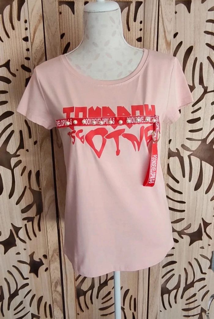 Tee shirt impression, perles Taille L/XL J&H Fashion
