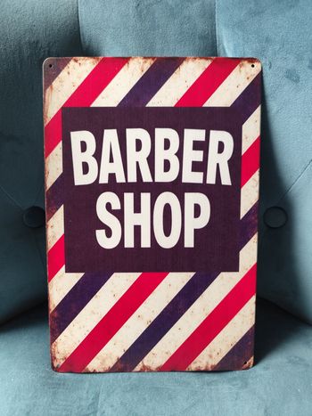 Plaque métal Barber shop neuve 20x30cm