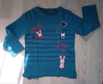 Tee-shirt bleu Lapins crétins Gémo T. 5 ans