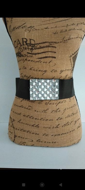 Ceinture élastique verte argenté femme 80 cm