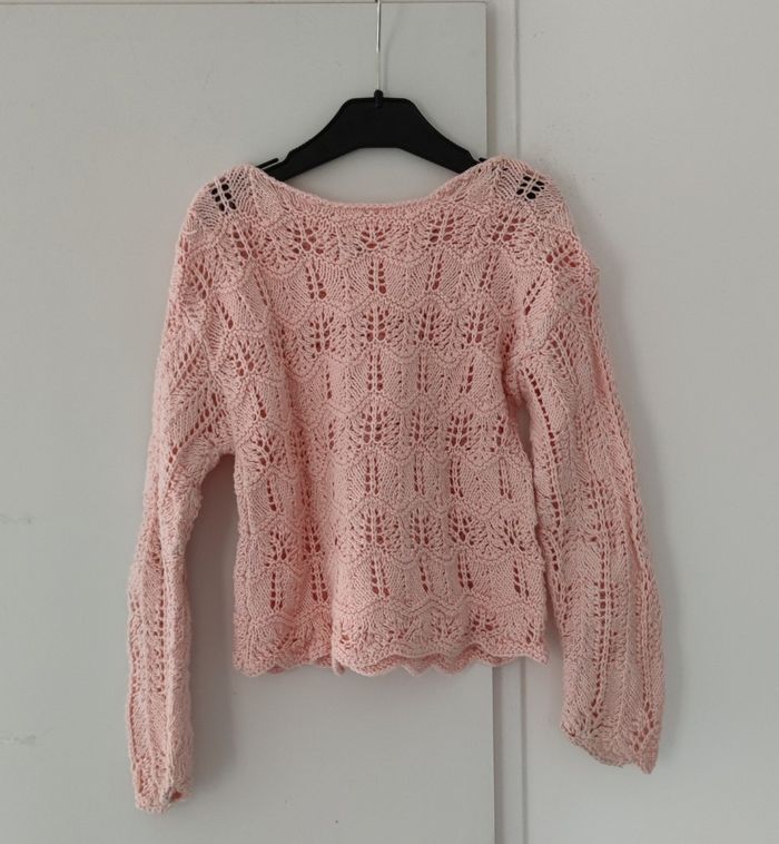 🧶 Pull fille 8 ans – Fait main couleur rose manche longue - photo numéro 2