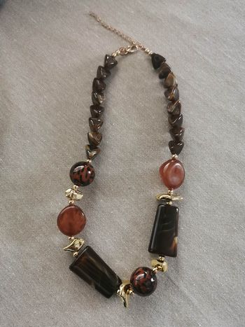 Collier fantaisie marron et noir