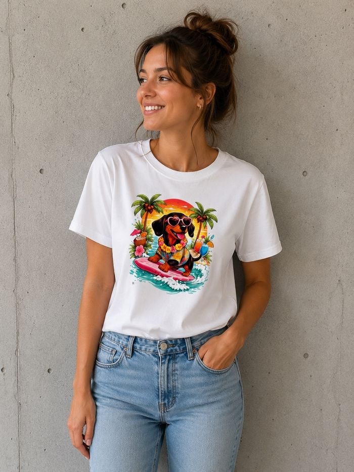 TEE shirt teckel surf tropique taille M neuf - photo numéro 1