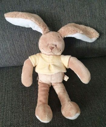 Peluche Doudou lapin Noukie's pull jaune