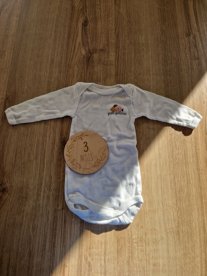Body manches longues Bébé Blanc 3 mois - Petit Bateau