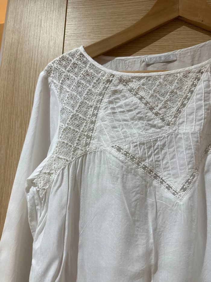 Blouse promod voile de coton brodée M - photo numéro 3