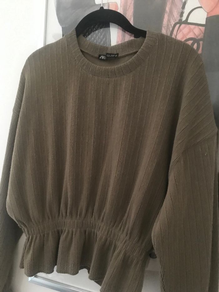 Top court manches longues resserré Zara S - photo numéro 3