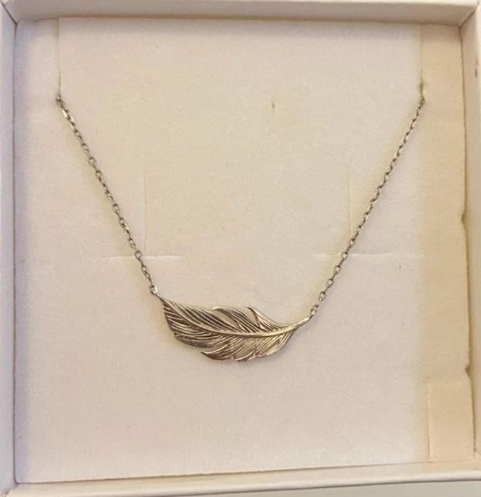 Collier femme pendentif plume en argent 925 - photo numéro 2