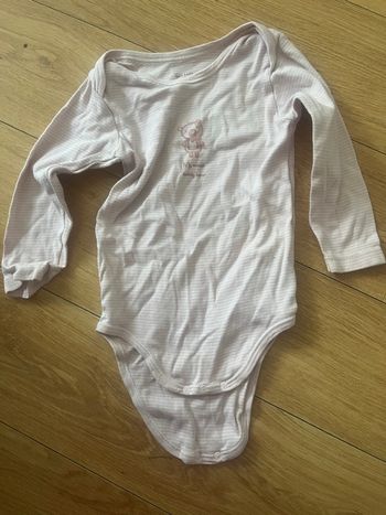 Body mixte manche longue à rayures avec petit ourson tex baby 18 mois 100%coton