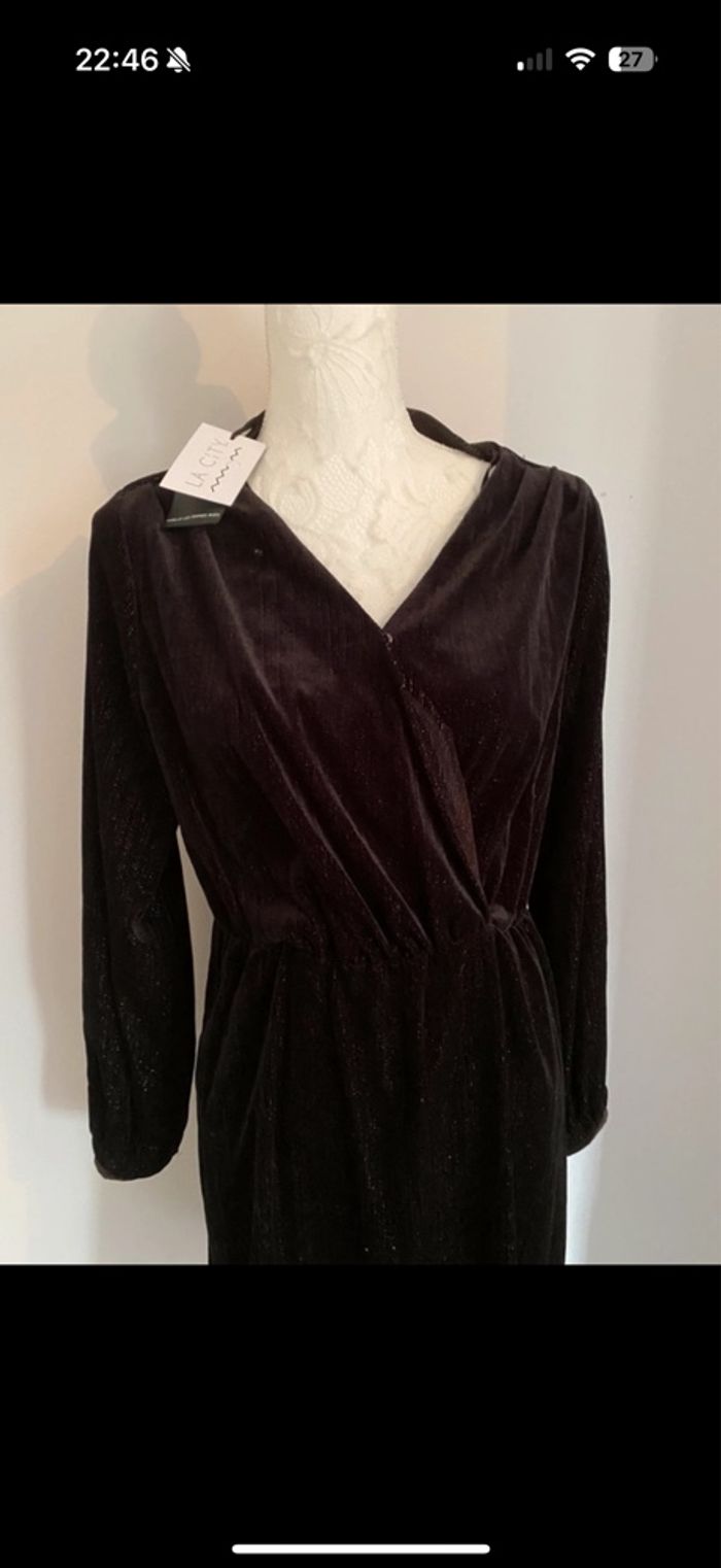 Robe noir velours La City  neuf T40 - photo numéro 4