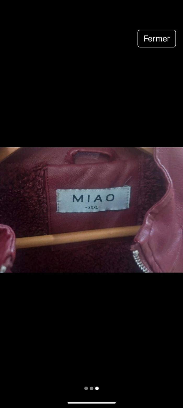 Veste femme simili cuir bordeaux - photo numéro 3