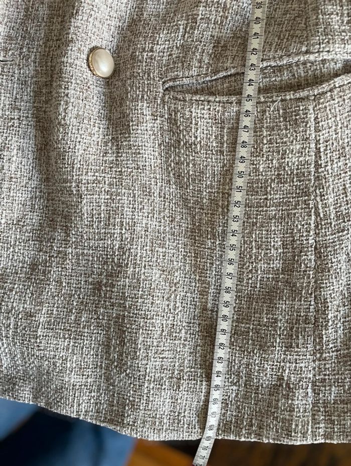 Veste blazer couleur marron crème chiné boutons blanc et doré chic H&M - photo numéro 8