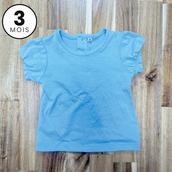 T-shirt manches courtes bleu 3 mois