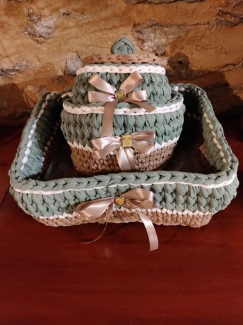 Pack de paniers de rangement en Trapilho pour bébé