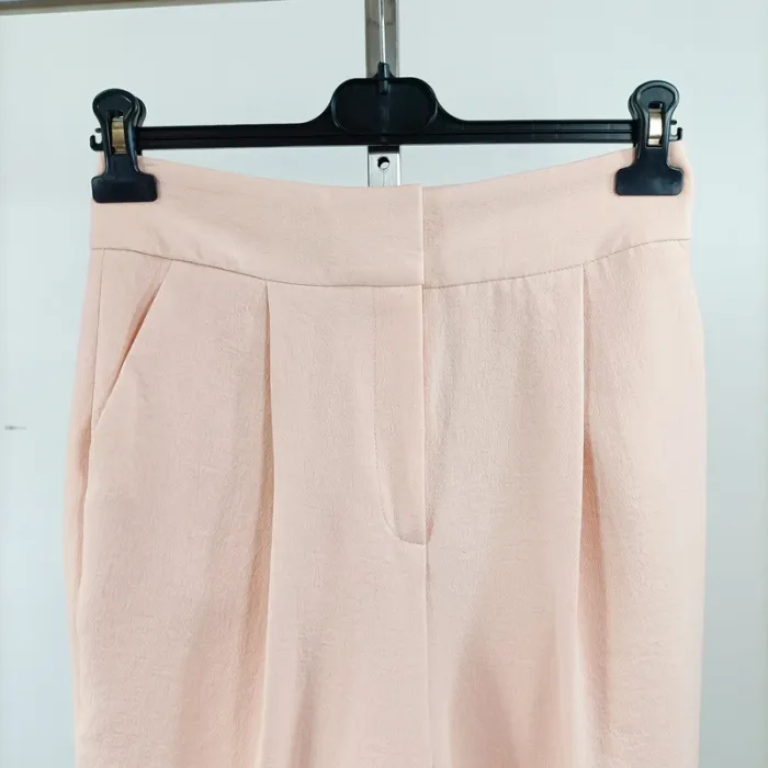 Pantalon carotte rose poudré taille 36 Caroll en 100% polyester chic fluide été A1526 - photo numéro 2