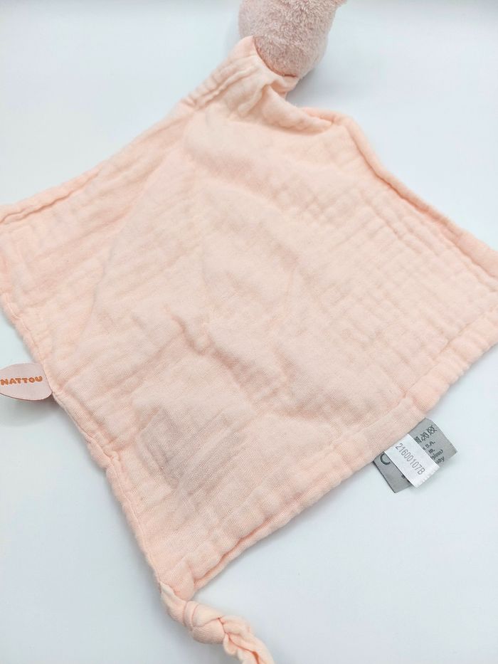 Doudou plat lange hippopotame rose Susie NATTOU feuille tissu - photo numéro 4