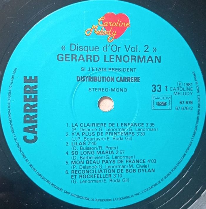 Vends Vinyle 33 Tours Gérard le Normand disque D’or - photo numéro 6