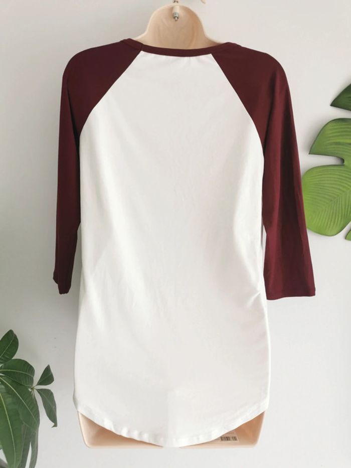 Tee-shirt Ardene blanc manches bordeaux 3/4 Taille XS - photo numéro 4
