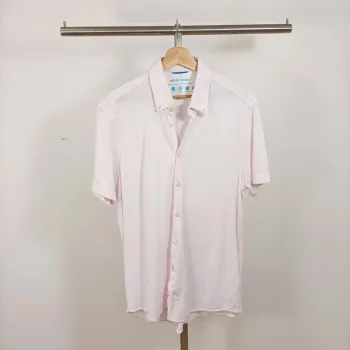 Chemise rose pâle manches courtes Pierre Cardin – modern fit – taille L A1009
