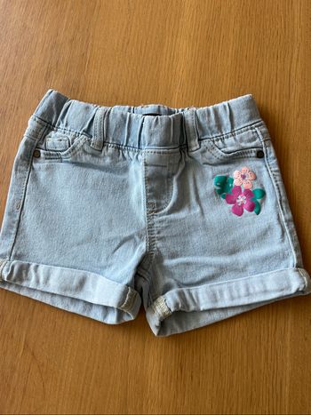 Short In Extenso bleu jean fleurs 4A TBE
