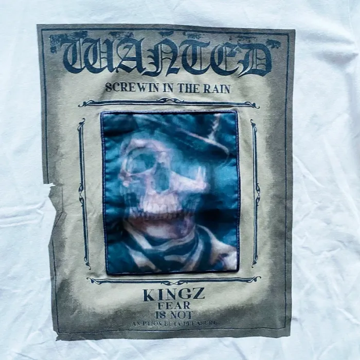 Kingz T-Shirt Wanted Blanc Exclusive Collection Homme Halloween Mode Vintage (Taille M) - photo numéro 3