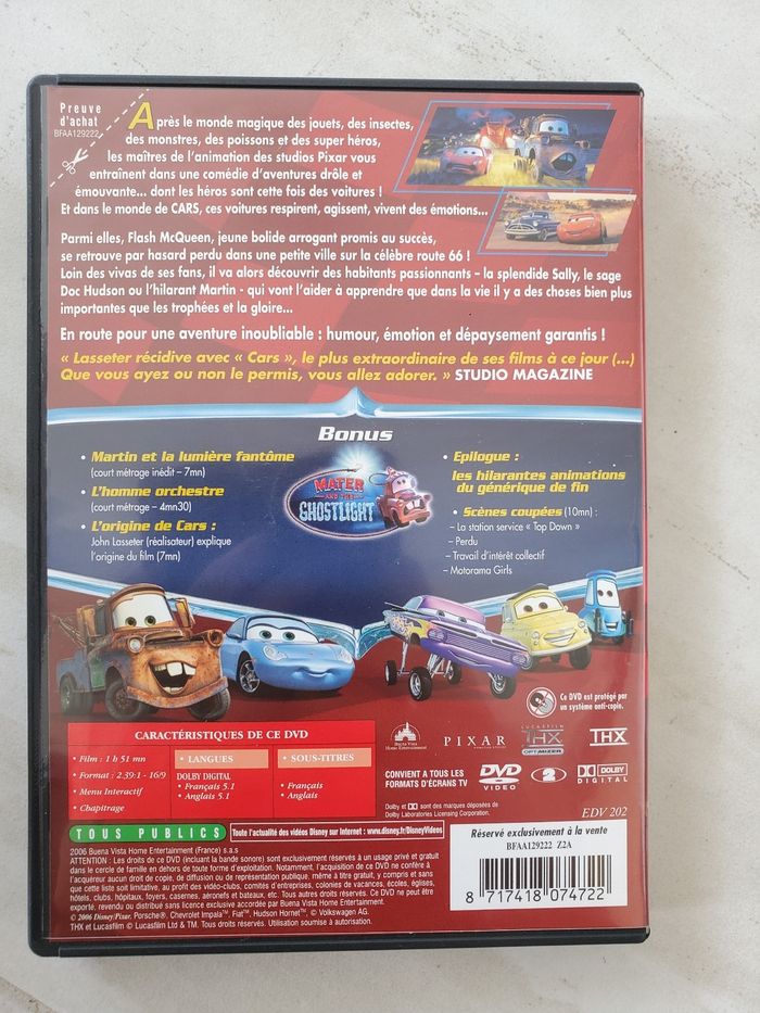 DVD Cars Disney Pixar - photo numéro 3