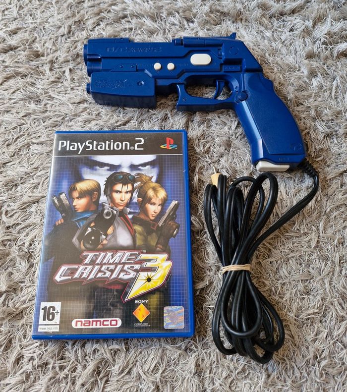 Lot Pistolet Gun Namco G-con GunCon PlayStation 2 PS2 + Jeu Time Crisis 3