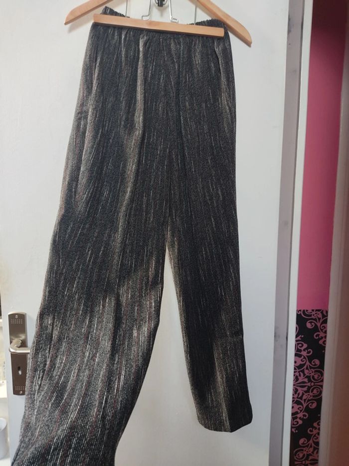 Pantalon femme large élastique gris Vintage T2 M Fabriqué en France - photo numéro 3