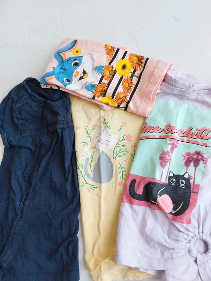 Lot 4 t-shirts chat lapin