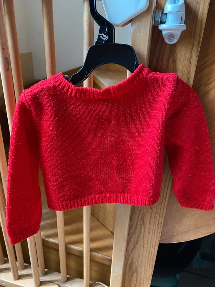 Gilet court rouge paillette fille 18m - photo numéro 2