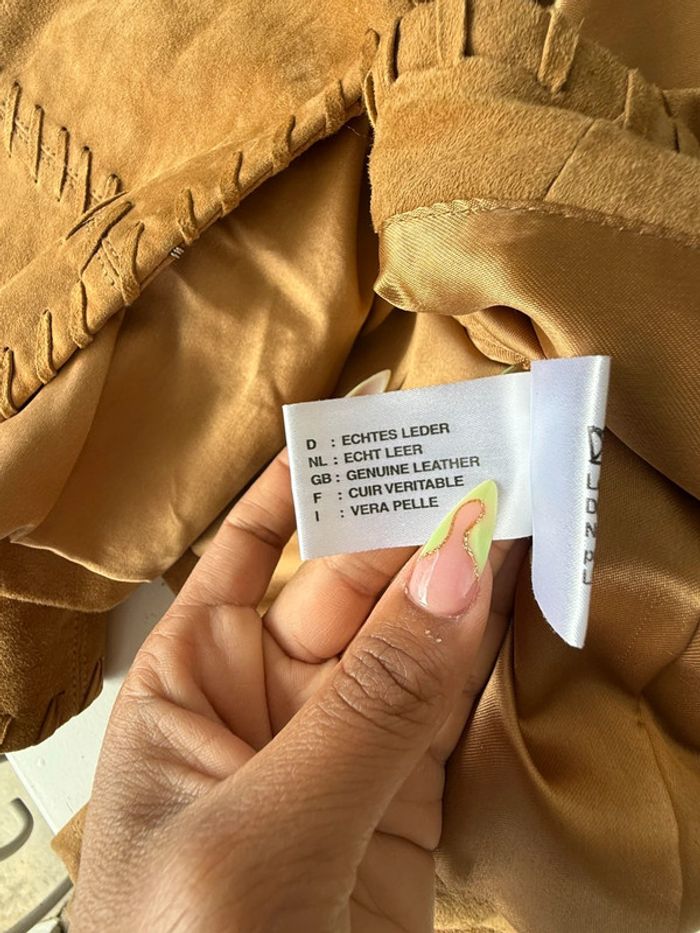 Veste camel marron en cuir - photo numéro 9