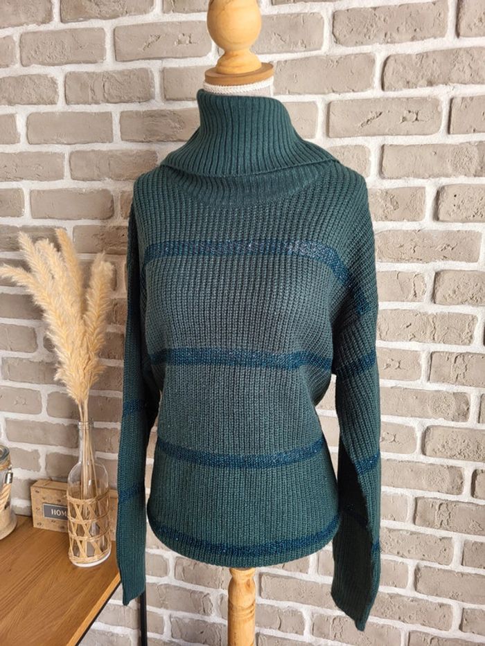 Pull col châle vert sapin - Beloved - Casual chic - photo numéro 7
