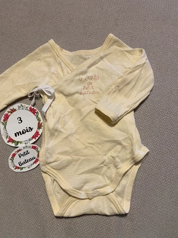 Body cache coeur 3 mois petit bateau manches longues - photo numéro 3