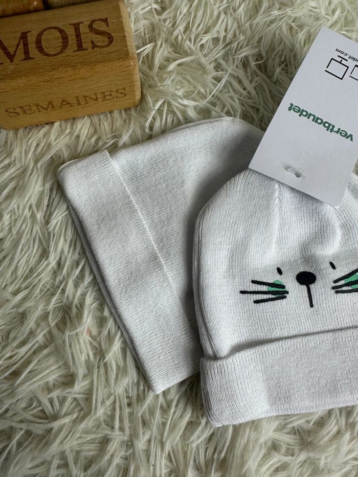 Lot de 2 bonnets vertbaudet taille naissance - photo numéro 3