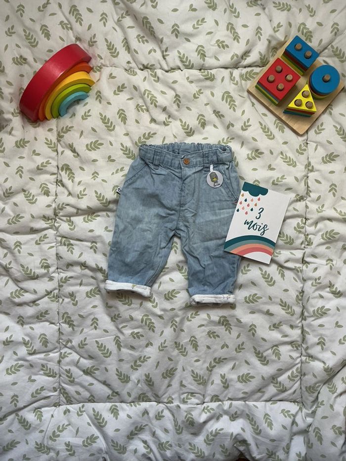 Pantalon léger bleu clair 3 mois la compagnie des petits